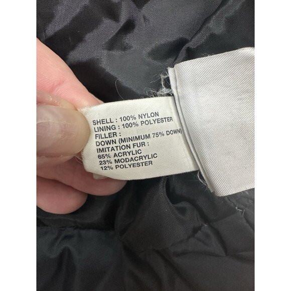 Gap Puffer Vest Down Filled Women’s XL (Removable Fur) Hood Black Buttons Snaps - Picture 3 of 6